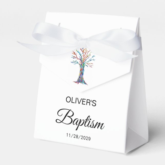 Personalized Baptism Christening Family Tree Favor Box (Front Side)