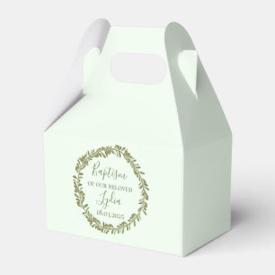 Personalized Baptism Favour Box with Olive Wreath