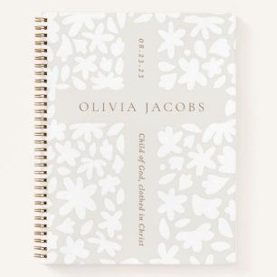 Personalized Baptism Gift Floral Cross Notebook