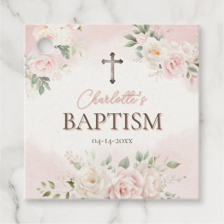 Personalized Baptism Gift Tags - Roses Favour Tag
