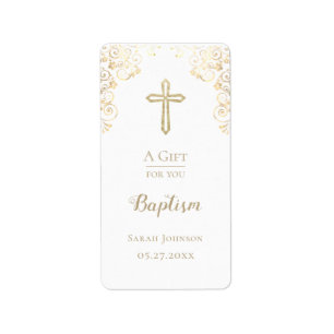 Personalized Baptism Gold Hand Sanitizer  Label
