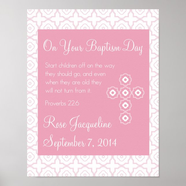 Personalized Baptism Print for Girl - 11x14 (Front)