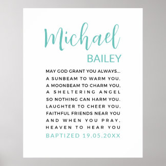 Personalized Baptism Printable, Boy Baptism Gift Poster