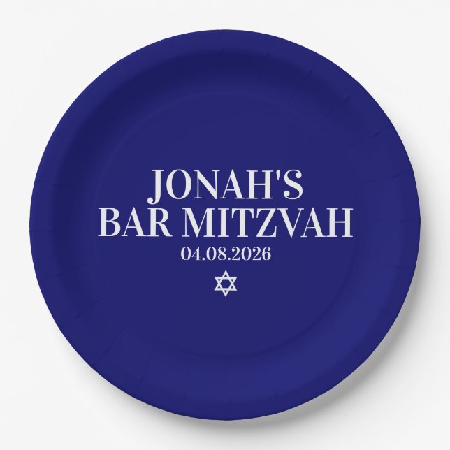 Personalized Bar Mitzvah Paper Plate (Front)