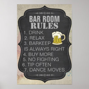Personalized Bar Room Rules Poster