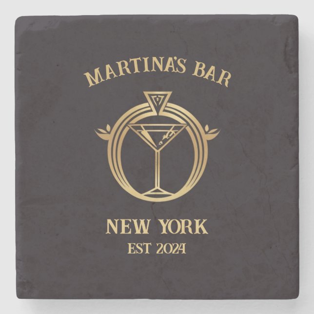 Personalized Bar Sign Bar Coaster with Custom Name (Front)