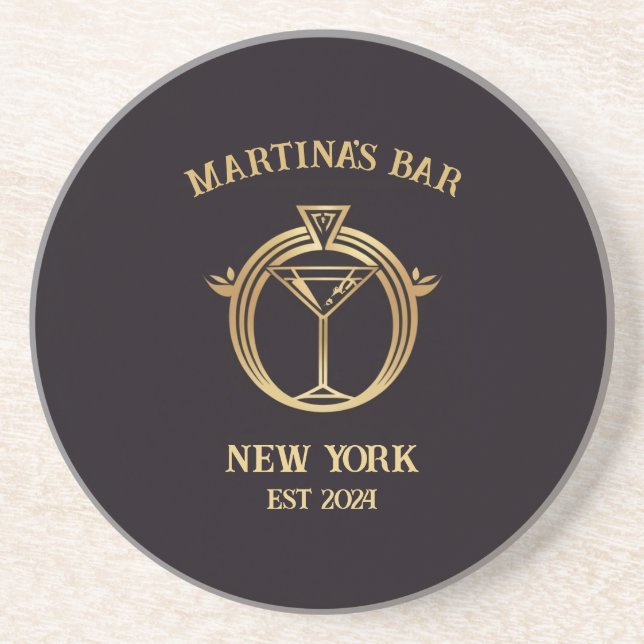 Personalized Bar Sign Bar Coaster with Custom Name (Front)