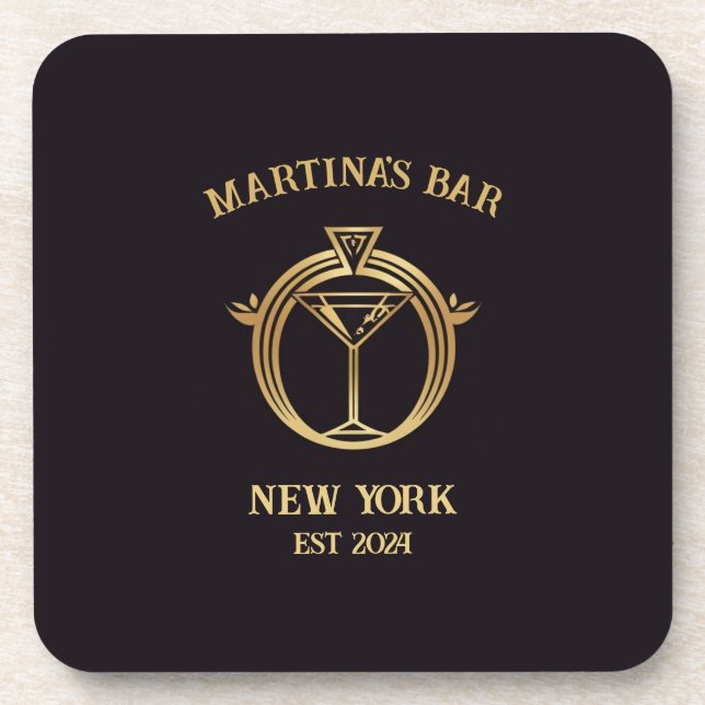 Personalized Bar Sign Bar Coaster with Custom Name (Front)