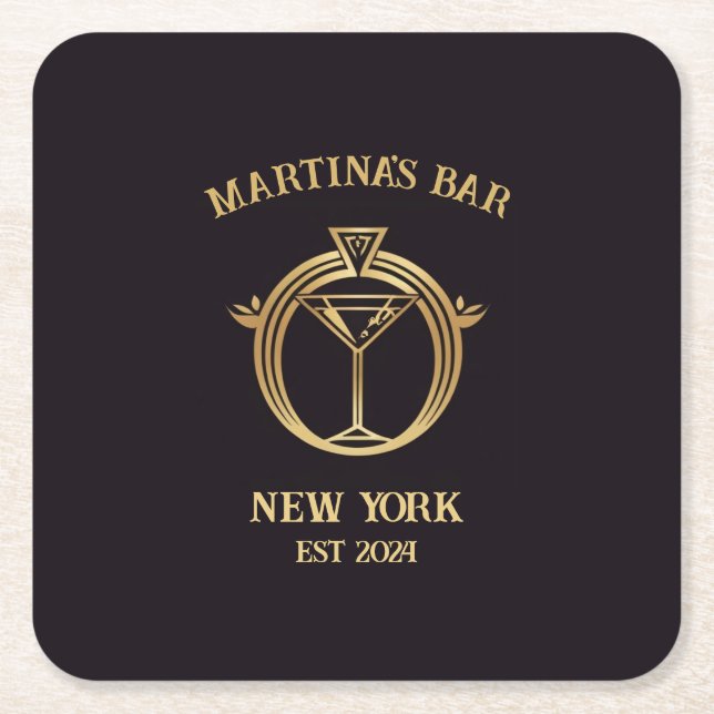 Personalized Bar Sign Bar Coaster with Custom Name (Front)