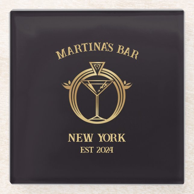 Personalized Bar Sign Bar Coaster with Custom Name (Front)