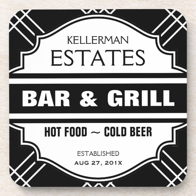 Personalized Bar Sign for Man Cave Coaster (Front)