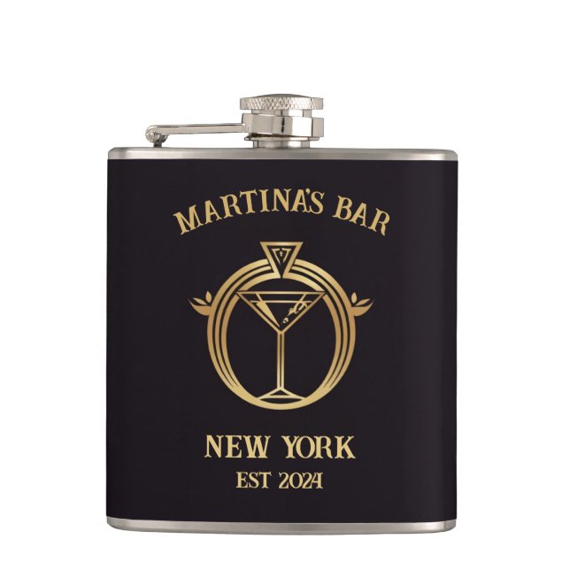 Personalized Bar Sign with Custom Name Hip Flask (Front)