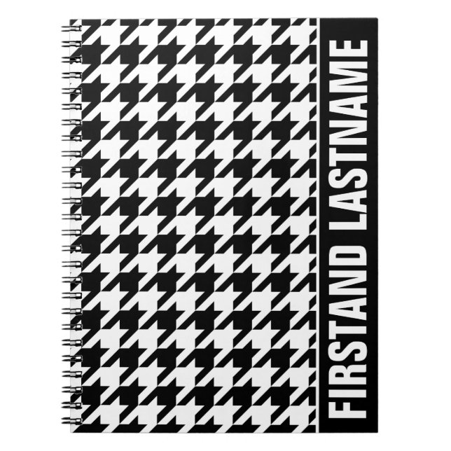 Personalized Bar Tab Black Houndstooth Notebook (Front)