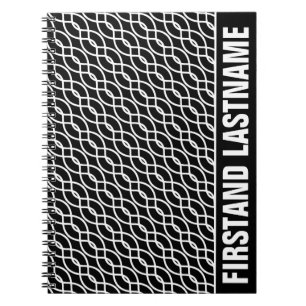 Personalized Bar Tab Black Waves Notebook