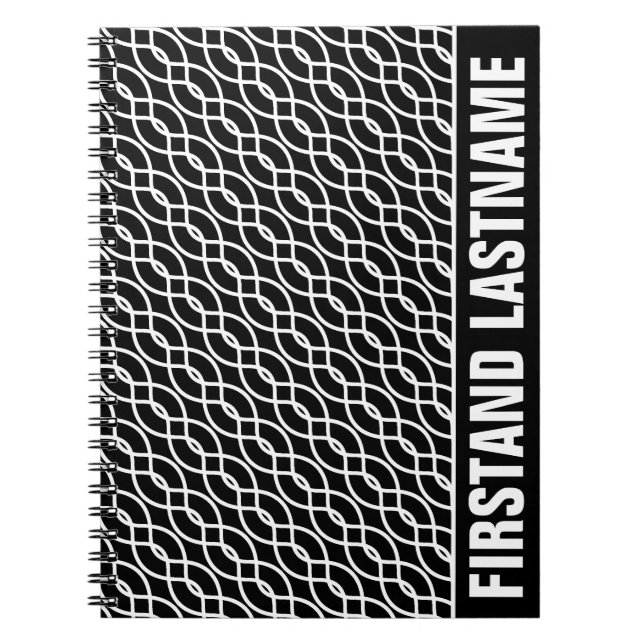 Personalized Bar Tab Black Waves Notebook (Front)