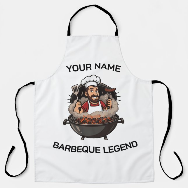 Personalized Barbecue Legend | BBQ Chef with Name  Apron (Front)