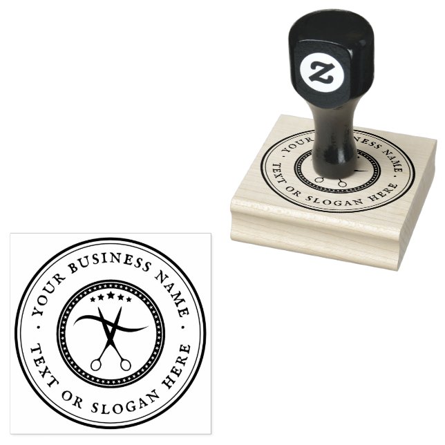 Personalized barber Round Rubber Stamp (Stamped)