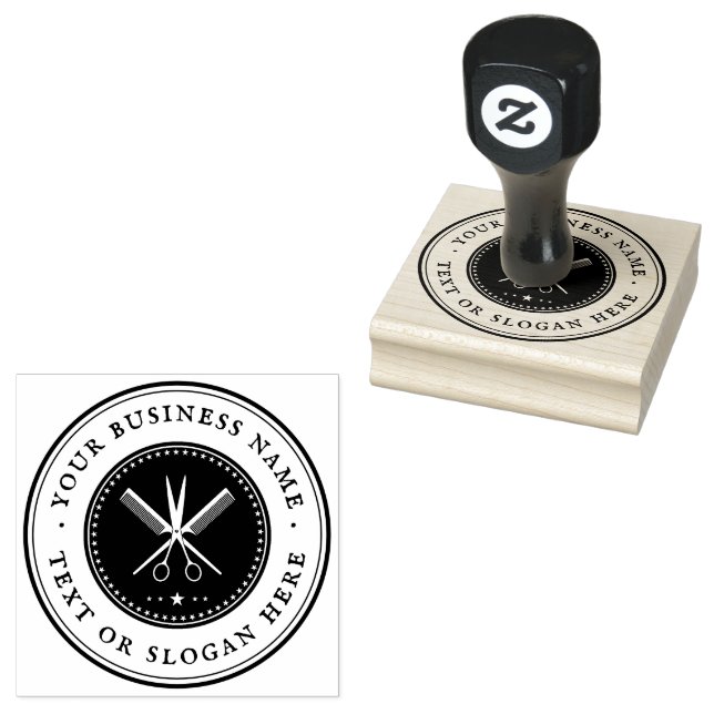 Personalized barber Round Rubber Stamp (Stamped)
