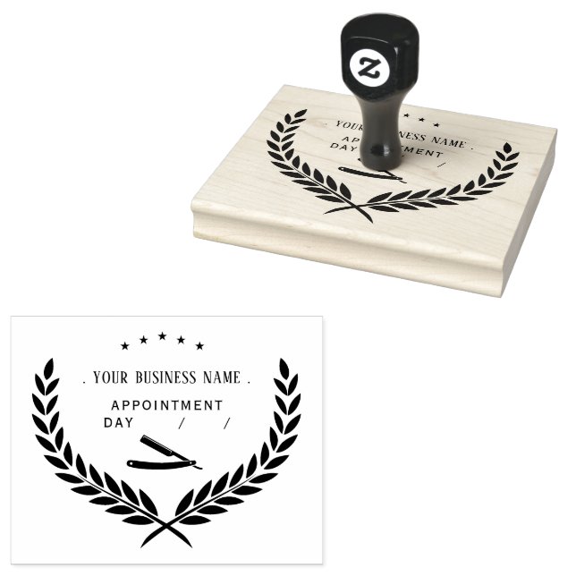 Personalized barber Round Rubber Stamp (Stamped)