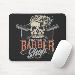 Personalized Barber Shop Hipster Skull and Razors  Mouse Pad