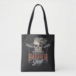 Personalized Barber Shop Hipster Skull and Razors Tote Bag