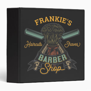 Personalized Barber Shop Retro Haircuts Shaves Binder