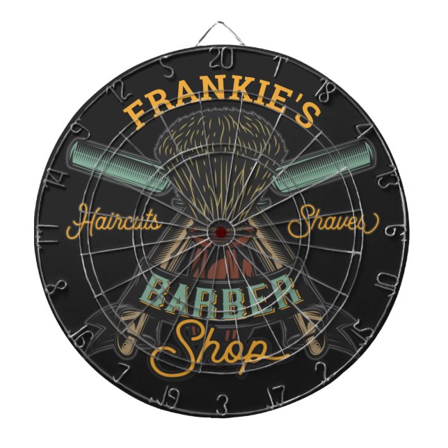 Personalized Barber Shop Retro Haircuts Shaves  Dartboard (Front)