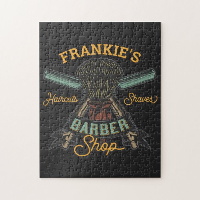 Personalized Barber Shop Retro Haircuts Shaves  Jigsaw Puzzle (Vertical)