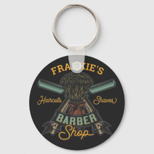 Personalized Barber Shop Retro Haircuts Shaves  Keychain