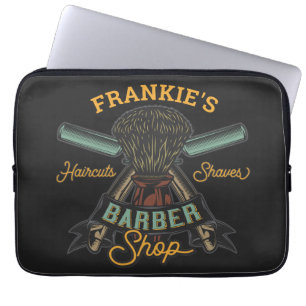 Personalized Barber Shop Retro Haircuts Shaves  Laptop Sleeve