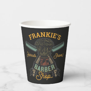 Personalized Barber Shop Retro Haircuts Shaves Paper Cups