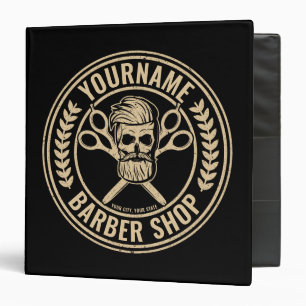 Personalized Barber Shop Skull Rockabilly Salon Binder