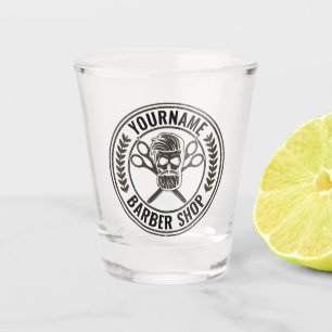 Personalized Barber Shop Skull Rockabilly Salon   Shot Glass