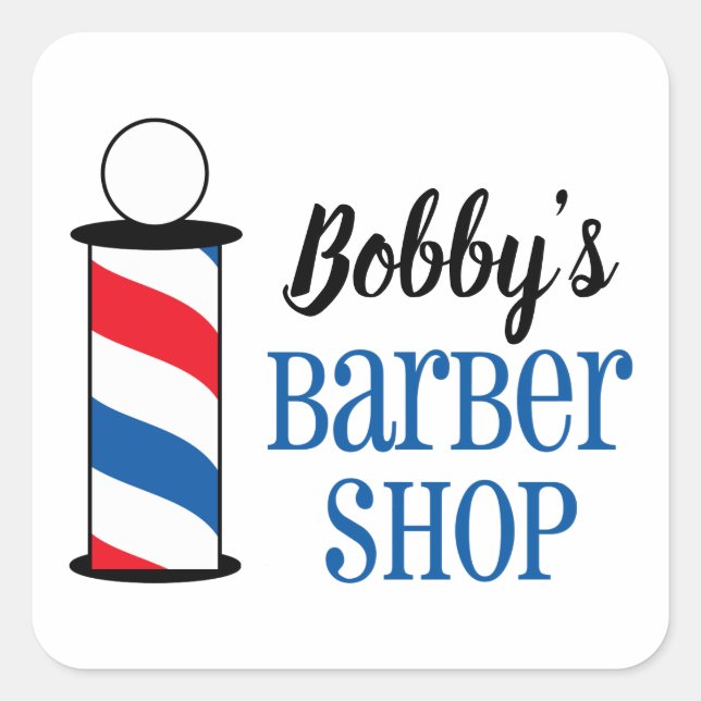Personalized Barber Shop Square Sticker (Front)