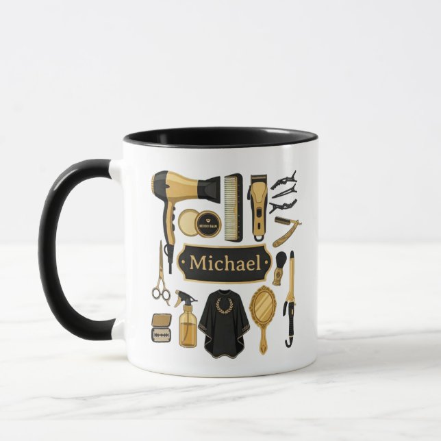 ​Personalized Barber Tools Custom Name Coffee Mug (Gauche)