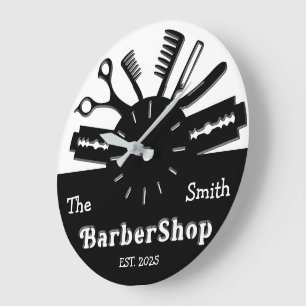 Personalized Barbershop  Large Clock