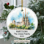 Personalized Barcelona Ornament, Spain Ceramic Ornament<br><div class="desc">A Personalized Travel Souvenir Ornament designed to celebrate your unforgettable trip. Whether you went for work, enjoyed a romantic getaway, or took part in a school exchange program, this ornament commemorates a special moment you’ll always cherish and want to remember for years to come. Celebrate the year you travelled, whether...</div>