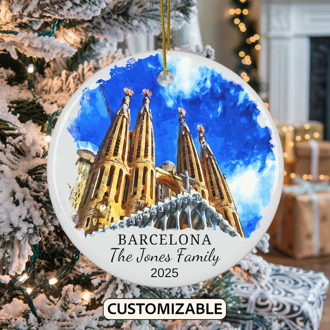 Personalized Barcelona Ornament, Spain Gift Ceramic Ornament (Creator Uploaded)