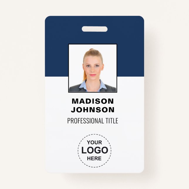 Personalized Barcode ID Cards with Logo and Photo Badge (Front)
