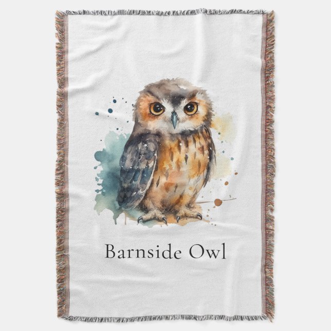 Personalized Barn Owl Farmhouse Comfort Throw Blanket (Front Vertical)