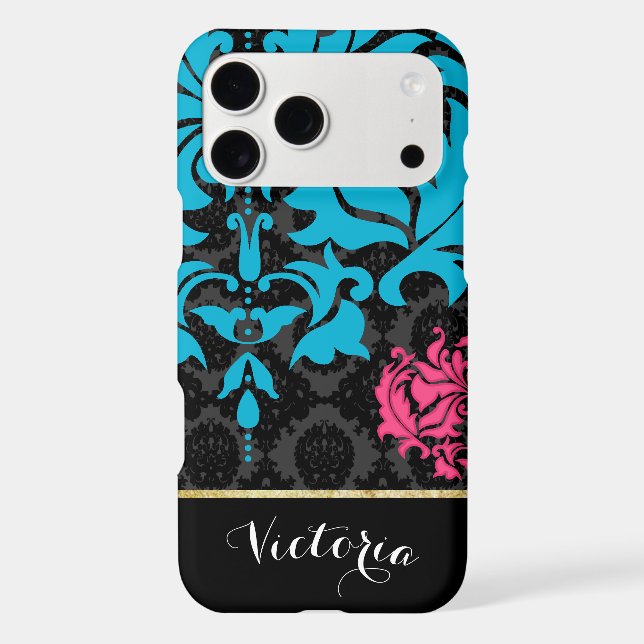 Personalized Baroque Pink Aqua Black and Gold  (Back)