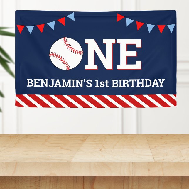 Personalized Baseball 1st Birthday Party Banner (Creator Uploaded)