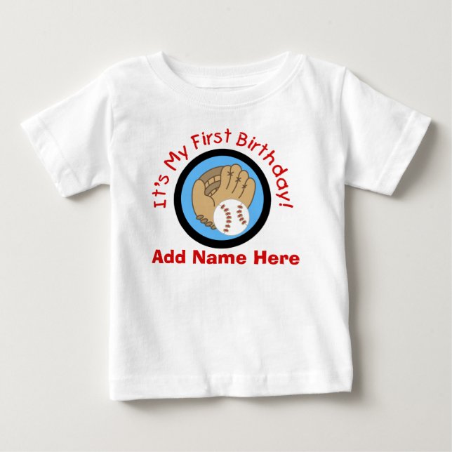 Personalized Baseball 1st Birthday  Tshirt (Front)