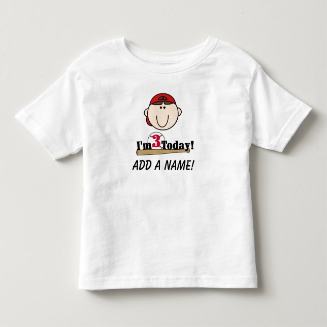 Personalized Baseball 3rd Birthday T-shirt (Front)