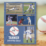 Personalized Baseball 5 Photo Collage Name Team # Fleece Blanket<br><div class="desc">This personalized custom baseball fleece blanket features your 5 photos, baseball player's name, jersey number and team name. Personalize with action shots, a team photo, field photo, etc. Easily change the background colour to match the team's colours - just click customize and then the small eye dropper. The perfect photo...</div>