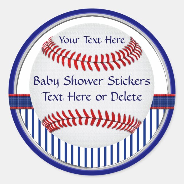 Personalized Baseball Baby Shower Stickers (Front)