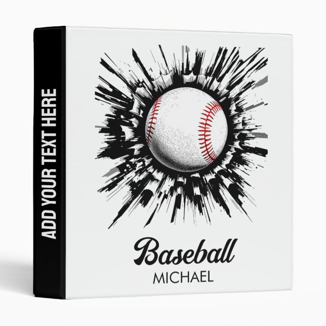 Personalized Baseball Ball Breaking Through Wall   Binder (Front/Spine)