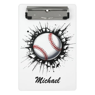  Personalized Baseball Ball Breaking Through Wall  Mini Clipboard