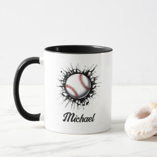Personalized Baseball Ball Breaking Through Wall Mug