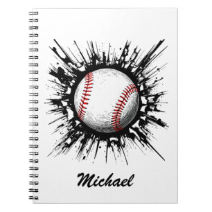  Personalized Baseball Ball Breaking Through Wall  Notebook